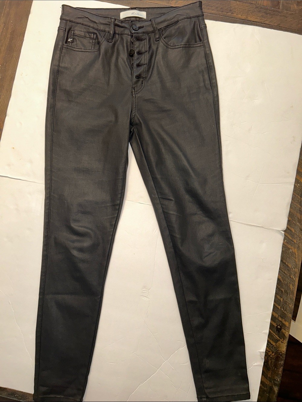 KanCan Black Coated Skinny Jeans with Button Fly